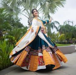 Beautiful printed Navratri lehenga with real mirror work choli