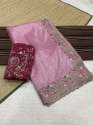 Beautiful Twil Net embroidery With Siroski Diamond Work saree thumb 3