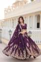 Beautiful Wine Sequins Georgette Wedding Lehenga Choli With Dupatta