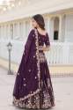 Beautiful Wine Sequins Georgette Wedding Lehenga Choli With Dupatta thumb 2