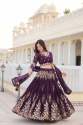 Beautiful Wine Sequins Georgette Wedding Lehenga Choli With Dupatta thumb 4