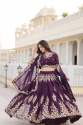 Beautiful Wine Sequins Georgette Wedding Lehenga Choli With Dupatta thumb 5