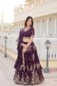 Beautiful Wine Sequins Georgette Wedding Lehenga Choli With Dupatta thumb 6