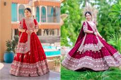 Beautifull Collection Of Georgette Sequins  zari embroidery work Lehenga