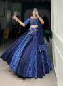 Blue Color Cotton Printed Navratri Lehenga Choli  thumb 2