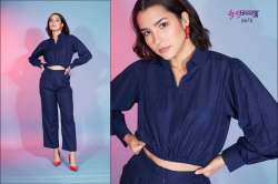 Blue Self Design Two-Piece Cord Set