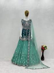 Bridal Wear Heavy Georgette Lehenga With Diamond Or Mirror Hand Work