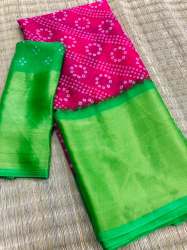 Buy Chiffon Bandhani Saree With Viscose Border