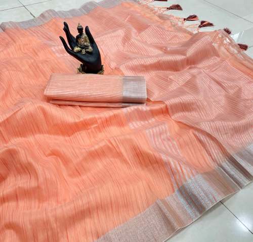 Buy Fancy Cotton Slub Linen Saree For Women
