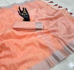 Buy Fancy Cotton Slub Linen Saree For Women