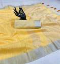 Buy Fancy Cotton Slub Linen Saree For Women thumb 2