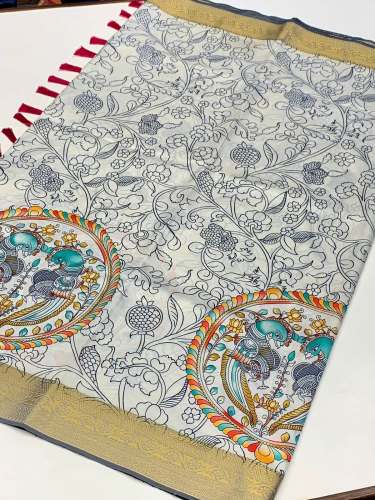 Buy Fancy Kalamkari Printed Soft Silk Saree