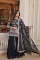 Faux Blooming Sequins & Zari Embroidered Readymade sharara Suit Set thumb 8