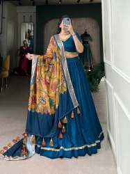 Chinon Silk Plain With Lace Lehenga Choli Dupatta