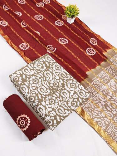 classic bandhani printed cotton Dress Material