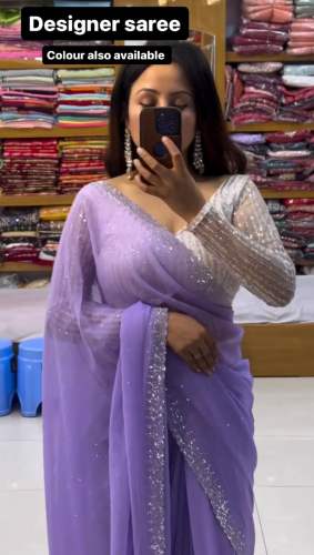 classic Diamond Work Sequence Georgette saree