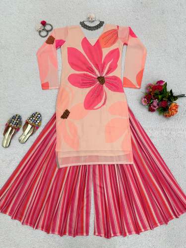 classic Digital print with handwork ﻿Palazzo kurti set