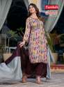 classic FOIL PRINT RAYON kurti pant dupatta set thumb 1