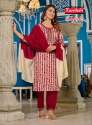 classic FOIL PRINT RAYON kurti pant dupatta set thumb 2