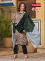 classic FOIL PRINT RAYON kurti pant dupatta set thumb 3