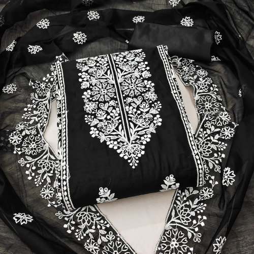classic modal embroidery work dress material