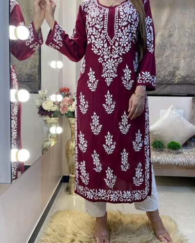  classic  Reyon full stich kurti pant set