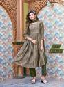 Cotton Embroidered Flared Stitched kurti pant dupatta set thumb 9