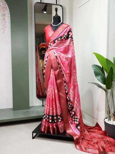 craze  zari lace border dola silk saree 
