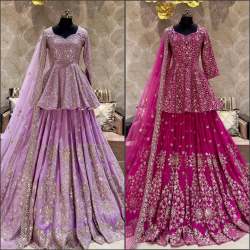 Designer Crop Top Lehenga with Embroidery Sequence Work