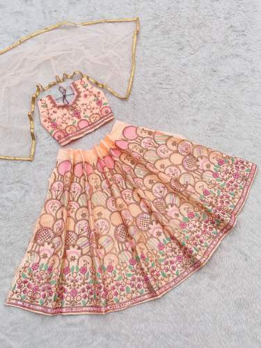 Designer Embroidery Work Kids Lehenga Choli With Dupatta
