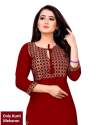 Designer Embroidery work Rayon kurti thumb 2