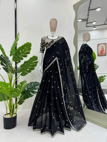 Designer Fabric with Thred & Sequence work  Jimmy choo saree