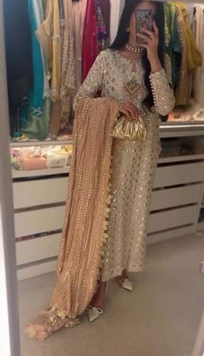 Designer Georgette sequence Embroidery And Coding And Moti Pakistani suit
