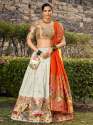 Designer Jacquard Paithani Silk White Lehenga Choli thumb 3