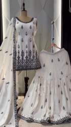  Designer Party Wear  Embroidery  Sequence Work Fully Stitched Sharara Suit