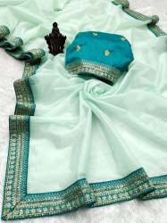 designer saree with tissue Zari Base sequence work saree