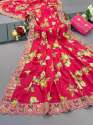 Designer Soft Chinon silk sarees with Digital flower print