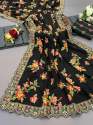 Designer Soft Chinon silk sarees with Digital flower print thumb 3
