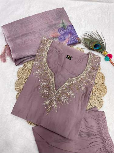 Designers  Premium Roman Silk Digital Print Kurti pant Dupatta