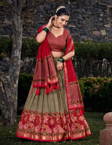 Effortless Glamour And Sophistication Tussar Silk Printed Lehenga Choli
