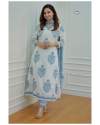 elegance Afghani print  Cotton kurti pant dupatta set thumb 4