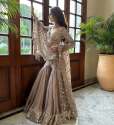 Elegant Foux Georgette Crop Top Lehenga With Mirror Cut Work  thumb 2