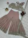 Elegant Foux Georgette Crop Top Lehenga With Mirror Cut Work  thumb 3