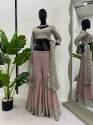 Elegant Foux Georgette Crop Top Lehenga With Mirror Cut Work  thumb 5