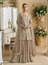 Elegant Sequence Embroidery Work Sharara Suit