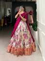 Exclusive And Classical Dola Silk Lehenga With Floral Print And Zari Weaving Work thumb 2