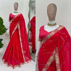 Exclusive Faux Georgette Saree With Coding with Sequence work