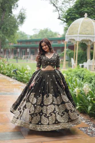 Exclusive Rangoli Silk Designer Lehenga Choli With Heavy Sequins & Thread Embroidered Work