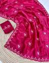 Fancy embroidery work all over viscose Saree thumb 7
