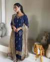 Fancy Faux Georgette With Sequence Embroidered Work Kurti Pant With Dupatta thumb 3